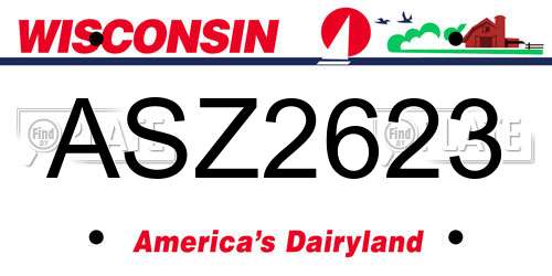 ASZ2623 Wisconsin License Plate