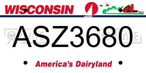 ASZ3680 Wisconsin License Plate