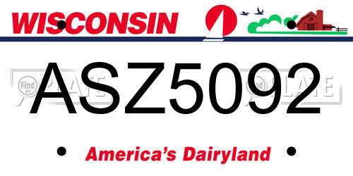 ASZ5092 Wisconsin License Plate