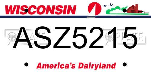 ASZ5215 Wisconsin License Plate