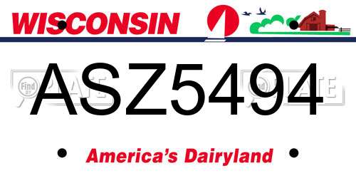 ASZ5494 Wisconsin License Plate