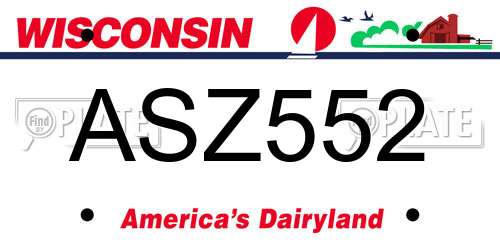 ASZ552 Wisconsin License Plate