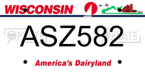 ASZ582 Wisconsin License Plate
