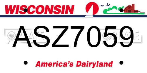 ASZ7059 Wisconsin License Plate
