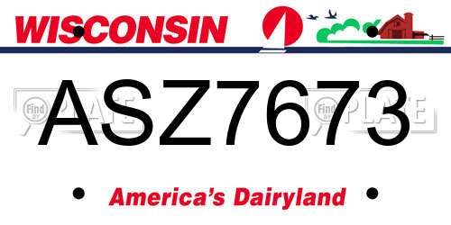 ASZ7673 Wisconsin License Plate