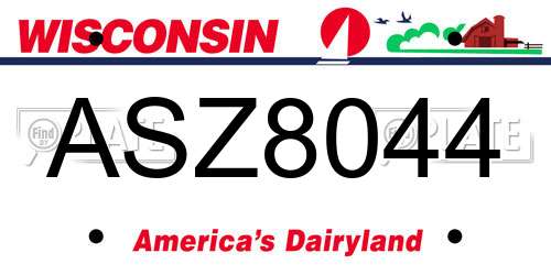 ASZ8044 Wisconsin License Plate