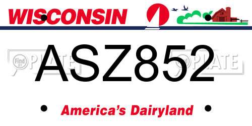 ASZ852 Wisconsin License Plate