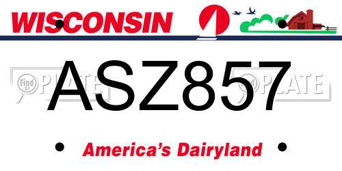 ASZ857 Wisconsin License Plate