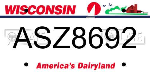 ASZ8692 Wisconsin License Plate