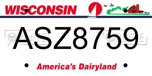 ASZ8759 Wisconsin License Plate