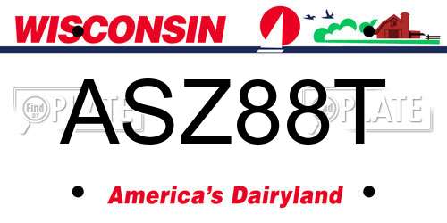 ASZ88T Wisconsin License Plate