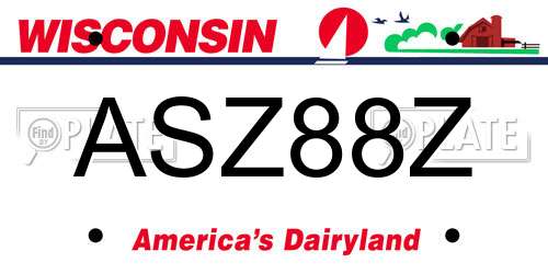 ASZ88Z Wisconsin License Plate