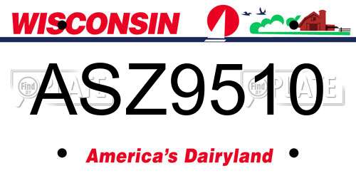 ASZ9510 Wisconsin License Plate