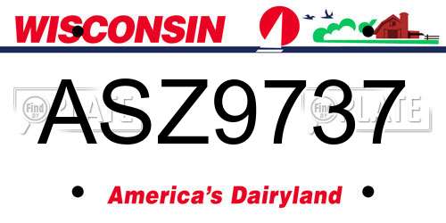 ASZ9737 Wisconsin License Plate