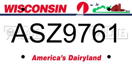 ASZ9761 Wisconsin License Plate