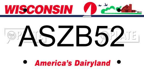 ASZB52 Wisconsin License Plate