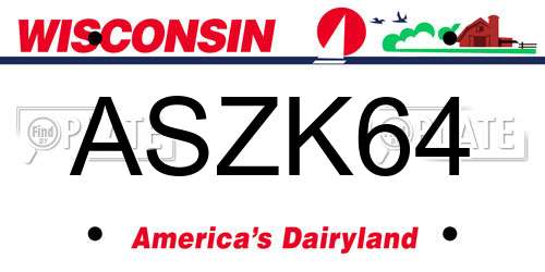 ASZK64 Wisconsin License Plate