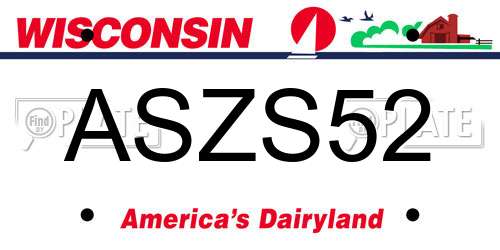 ASZS52 Wisconsin License Plate