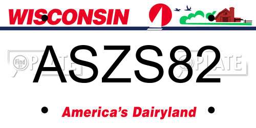 ASZS82 Wisconsin License Plate