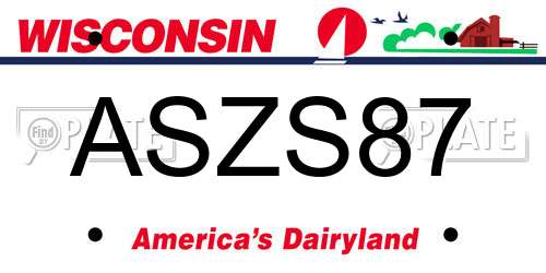 ASZS87 Wisconsin License Plate