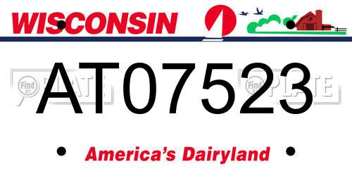AT07523 Wisconsin License Plate