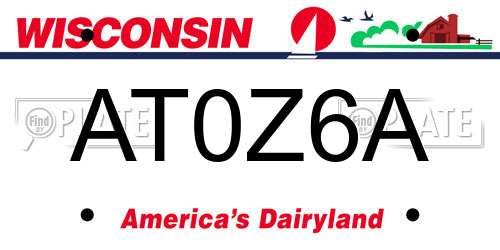AT0Z6A Wisconsin License Plate