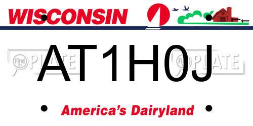 AT1H0J Wisconsin License Plate