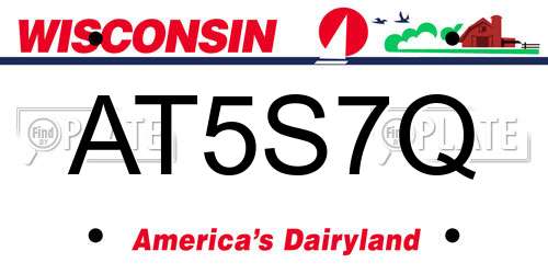AT5S7Q Wisconsin License Plate