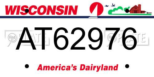 AT62976 Wisconsin License Plate