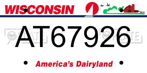 AT67926 Wisconsin License Plate