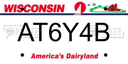 AT6Y4B Wisconsin License Plate