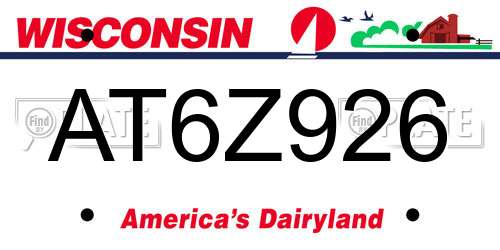 AT6Z926 Wisconsin License Plate