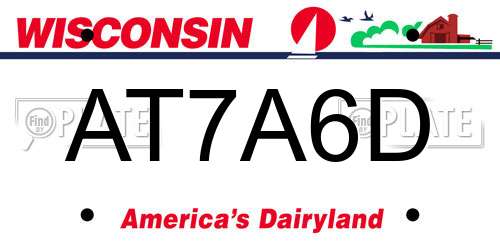 AT7A6D Wisconsin License Plate
