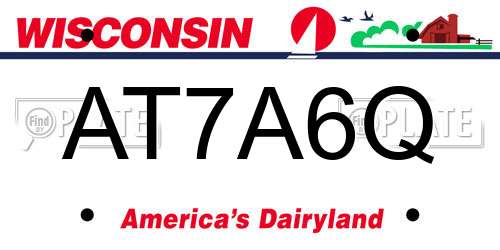 AT7A6Q Wisconsin License Plate