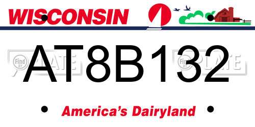 AT8B132 Wisconsin License Plate