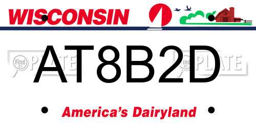 AT8B2D Wisconsin License Plate