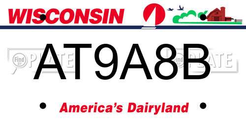 AT9A8B Wisconsin License Plate