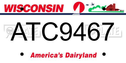 ATC9467 Wisconsin License Plate
