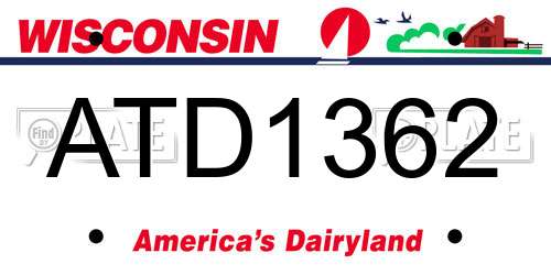 ATD1362 Wisconsin License Plate