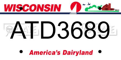 ATD3689 Wisconsin License Plate