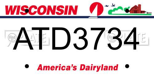 ATD3734 Wisconsin License Plate