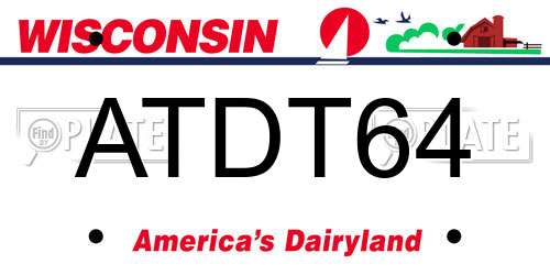 ATDT64 Wisconsin License Plate