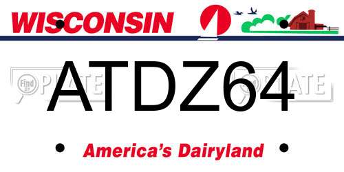 ATDZ64 Wisconsin License Plate
