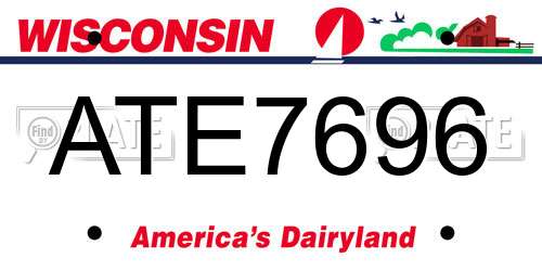 ATE7696 Wisconsin License Plate
