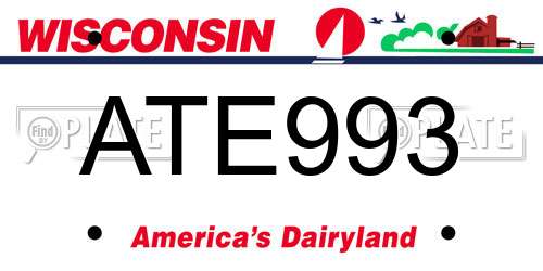 ATE993 Wisconsin License Plate
