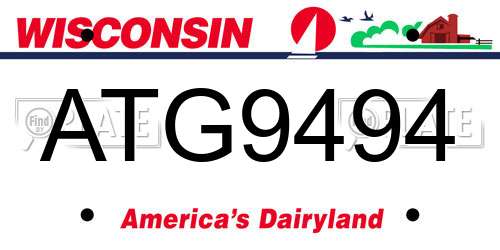 ATG9494 Wisconsin License Plate