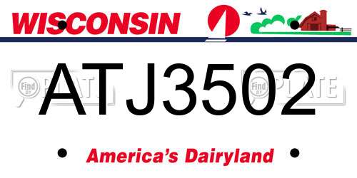 ATJ3502 Wisconsin License Plate