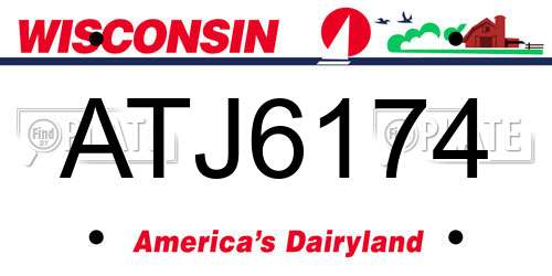 ATJ6174 Wisconsin License Plate