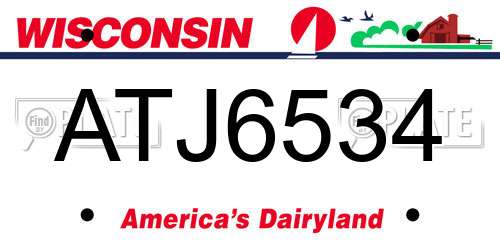 ATJ6534 Wisconsin License Plate