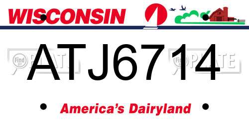 ATJ6714 Wisconsin License Plate